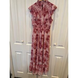 Baltic Born Pink Floral Short Sleeve Midi Dress Size Medium